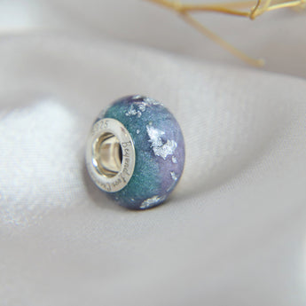 Lavendar grey shimmer/teal shimmer ( custom request) heavy silver flecks and lightly sprinkled ashes