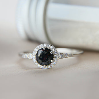 Ashes, black shimmer and molten black opal-Old ring design ( stone is for colour inspiration only)