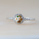 Breastmilk, umbilical cord, crystal shimmer, rose gold flecks and 1 green speck