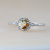 Breastmilk, umbilical cord, crystal shimmer, rose gold flecks and 1 green speck