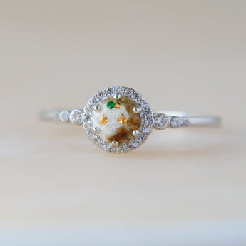 Breastmilk, umbilical cord, crystal shimmer, rose gold flecks and 1 green speck