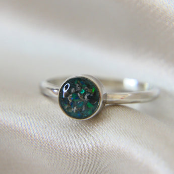 Ashes, forest green shimmer and ocean green opal