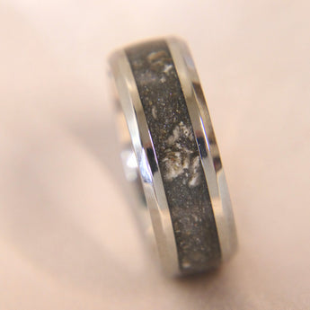 Titanium band, heavy ashes and charcoal grey shimmer