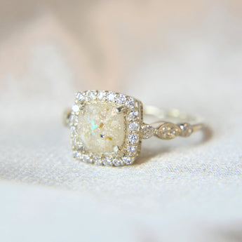 Heavy ashes, subtle opalescent flecks, pearl white shimmer
