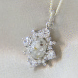 Heavy sprinkled ashes, crystal white shimmer, subtle silver flecks