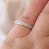 Breastmilk, pearl white shimmer in Sterling silver band