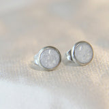 Stainless steel, breastmilk, crystal white shimmer, heavy silver flecks