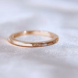 Rose gold band with crystal white shimmer and hair, subtle rose gold flecks