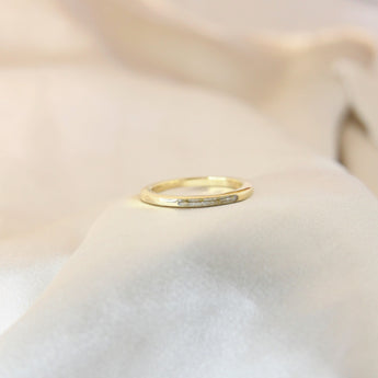 Gold band, hair, crystal white shimmer, subtle gold flecks