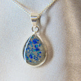 14 x 10 silver with no shimmer, heavy ashes & cobalt blue opal