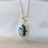 14 x 10 silver with pearl white shimmer, hair and ocean green opal