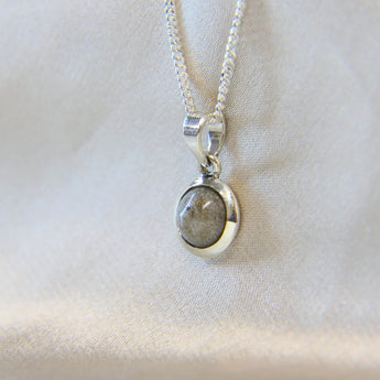 Heavy ashes, pearl white shimmer 8mm pendant