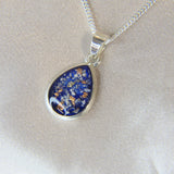 14 x 10 pendant midnight blue shimmer, heavy ashes and rose gold fleck ( heavy)