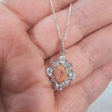 Rose gold shimmer, opalescent flecks and white opal