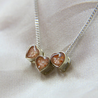 White gold hearts, nude shimmer, light ashes, subtle rose gold flecks
