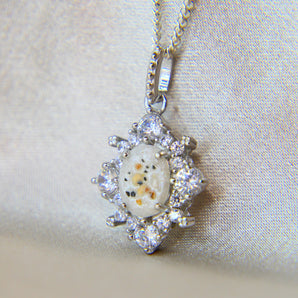 Pearl white shimmer, heavy sprinkled ashes
