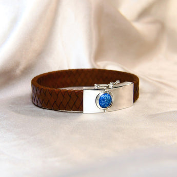Sterling silver, heavy ashes, sapphire blue shimmer