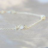 Milk and subtle opalescent fleck, pearl white shimmer