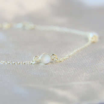 Milk and subtle opalescent fleck, pearl white shimmer