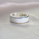Silver band, breastmilk, pearl white shimmer and white opal