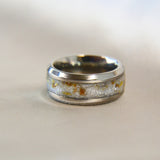 Titanium band, crystal white shimmer, umbilical cord