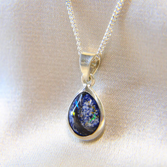 8 x 10 silver with midnight blue shimmer, heavy sprinkled ashes, fur & subtle opalescent flecks