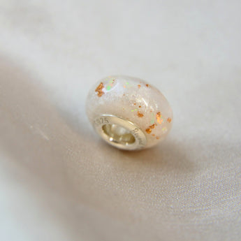 Breastmilk, pearl white shimmer, subtle rose gold flecks, white opal