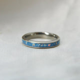 Heavy ashes, sapphire blue shimmer, white crushed opal