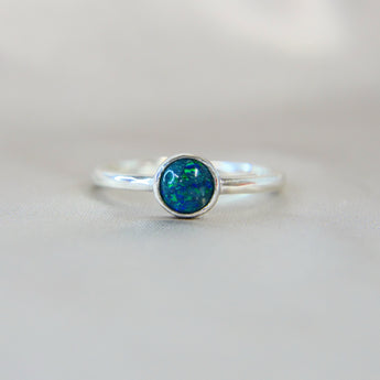 Forest green shimmer, cobalt blue opal, lightly sprinkled ashes