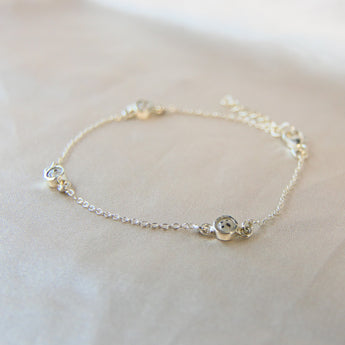 Silver bracelet heavy ashes and crystal white shimmer