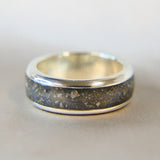 Silver band, heavy ashes, charcoal grey shimmer