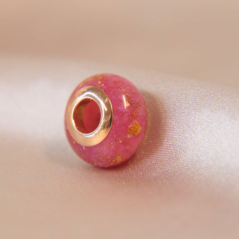 Rose gold bead, briar rose shimmer, lightly sprinkled ashes, rose gold flecks subtle