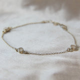 Milk and subtle opalescent fleck, pearl white shimmer