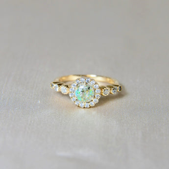 Solid gold, heavy ashes, aquamarine mint opal and subtle gold fleck ( new design)
