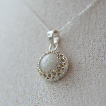 Breastmilk pendant, milk and subtle opalescent flecks