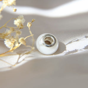 Sterling silver breastmilk bead, pearl shimmer