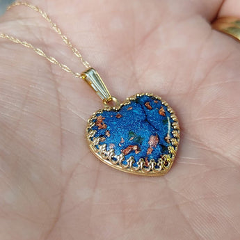 Egg fetal sack, sapphire blue shimmer, heavy rose gold flecks