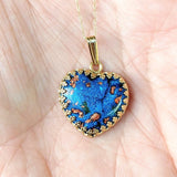 Egg fetal sack, sapphire blue shimmer, heavy rose gold fleck