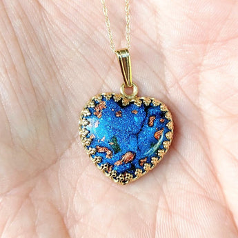 Egg fetal sack, sapphire blue shimmer, heavy rose gold fleck