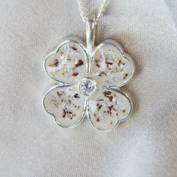 4 Heart pendant holding formula, umbilical cord, silver flecks (subtle) and crystal white shimmer