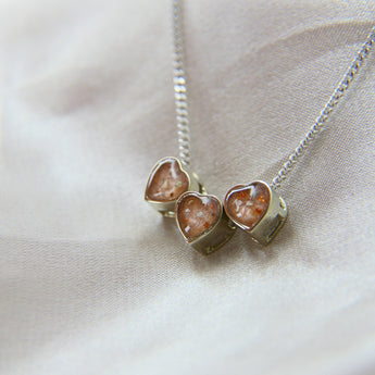 White gold hearts, nude shimmer, light ashes, subtle rose gold flecks 