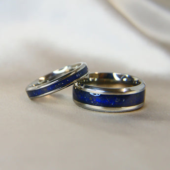 Titanium band, midnight blue shimmer, heavy ashes 
