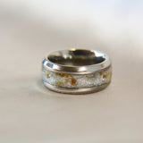 Titanium band, crystal white shimmer, umbilical cord 