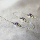 Silver bracelet with light ashes, violet shimmer 