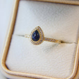 Gold ring, embryo ashes, violet shimmer, purple opal