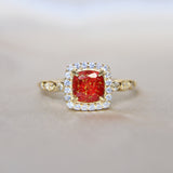 Yellow gold band, heavy ashes, ruby red shimmer and subtle yellow gold flecks