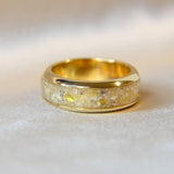 Yellow gold band, heavy ashes no shimmer, subtle gold flecks 