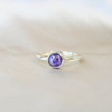 Silver band, violet shimmer, heavy ashes, subtle silver flecks & purple opal