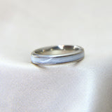 Titanium band, milk and pearl white shimmer