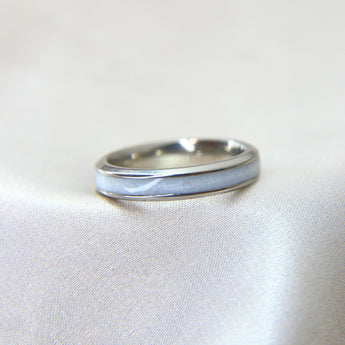Titanium band, milk and pearl white shimmer